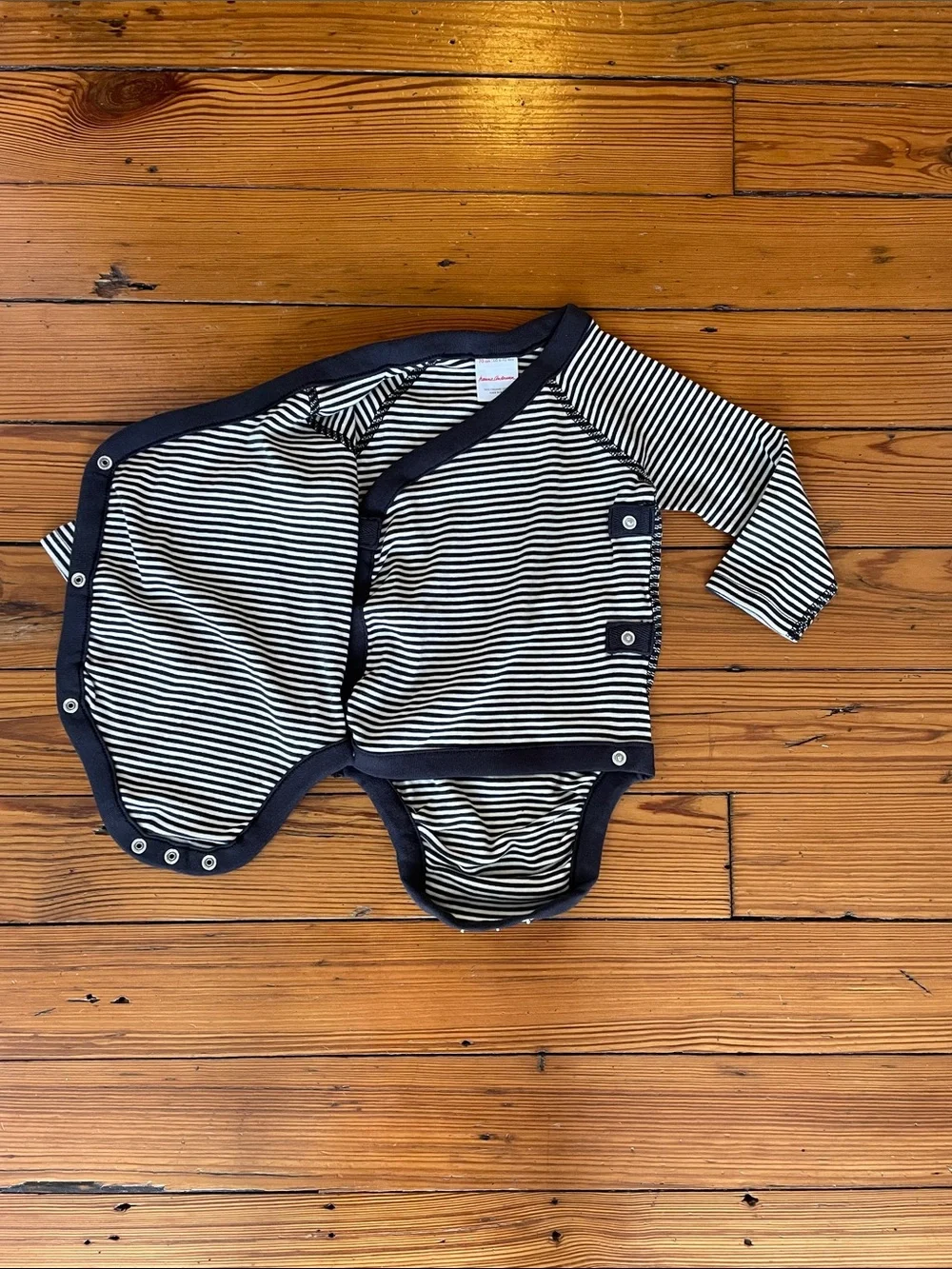 Hanna Andersson Black & White Striped Wrap-Front One-Piece 70cm 6-12 months